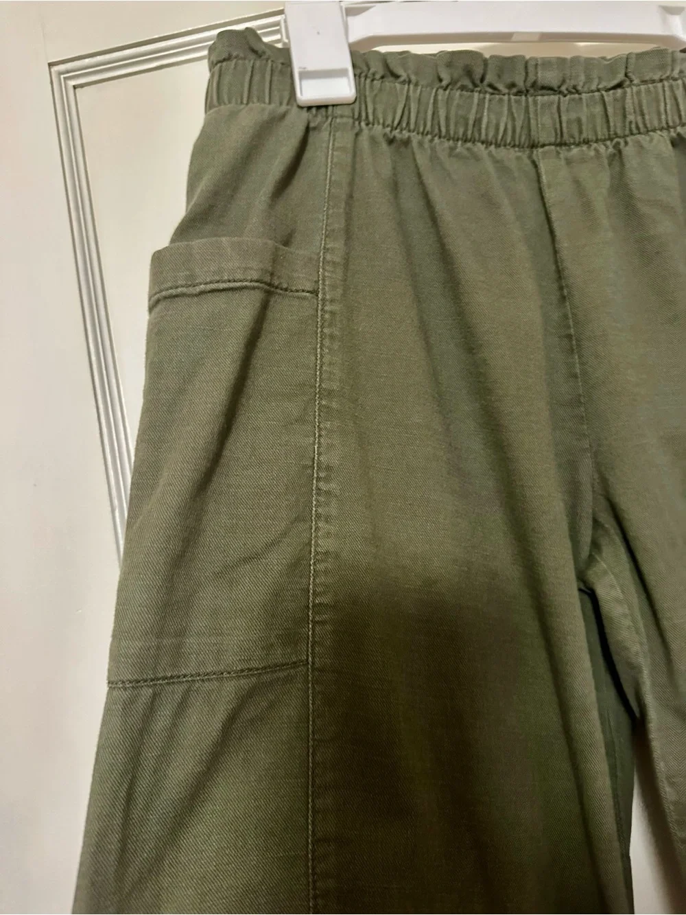 Girls’ Olive Green Elastic Waist Utility Pants
